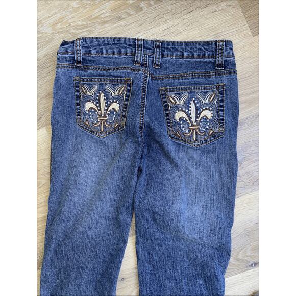 OTB Jeans Blue Jeans Women’s Size 9 Embellished Pockets Straight Denim - Picture 9 of 12